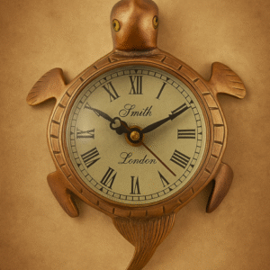 Vintage Turtle-Shaped Wall Clock with Roman Numerals and Bronze Finish – Smith London
