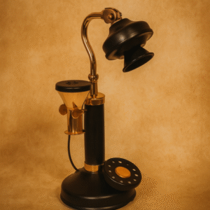 Black & Brass Vintage Candlestick Telephone – Retro Landline Décor