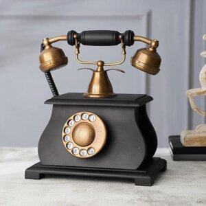 Vintage Decorative Telephone with Brass and Wood Finish