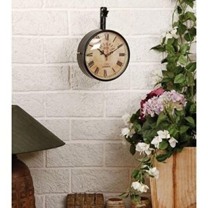 Vintage Double-Sided Railway Wall Clock with Roman Numerals – Antique Hanging Home & Office Décor
