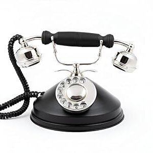 Vintage Black & Chrome Decorative Rotary Telephone Showpiece