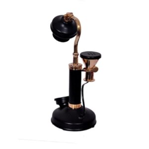 Vintage Black & Copper Candlestick Telephone Showpiece for Home Décor