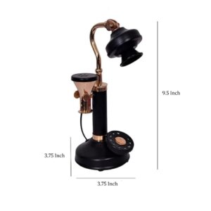 Vintage Black & Copper Candlestick Telephone Showpiece for Home Décor