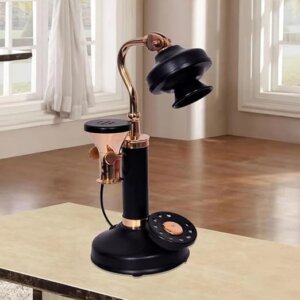 Vintage Black & Copper Candlestick Telephone Showpiece for Home Décor