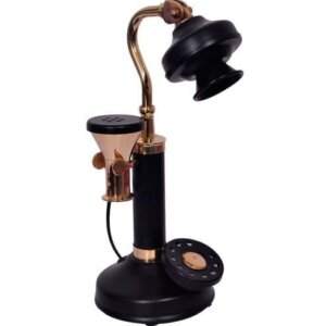 Vintage Black & Copper Candlestick Telephone Showpiece for Home Décor