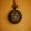 Antique Pocket Watch with Filigree Design – Warm Beige Background