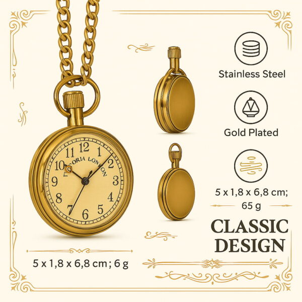 Handcrafted Antique Brass Pocket Watch with Anchor Dial and Chain