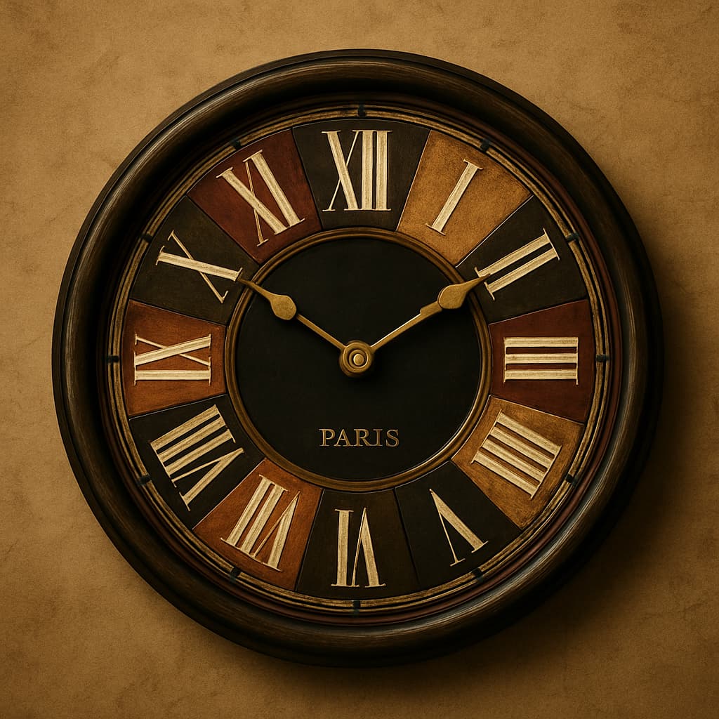 Vintage Wall Clock on Decorative Background