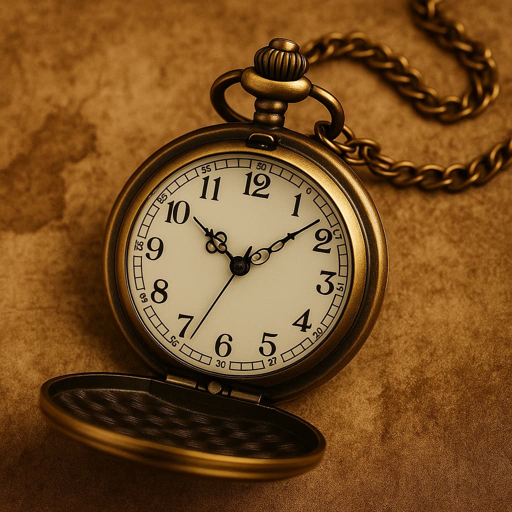 Antique Gold Pocket Watch on Chain