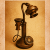 Antique Brass Candlestick Telephone with Warm Beige Background