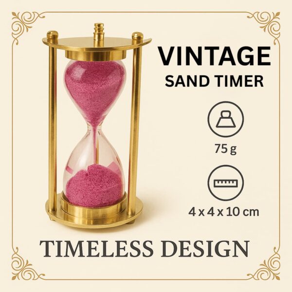 Brass Sand Timer 1 Minute Pink Hourglass for Home and Office
