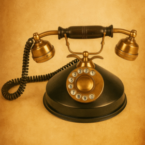 Vintage Brass & Black Rotary Dial Telephone – Antique Decorative Showpiece