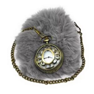 Antique Brass Pocket Watch Pendant with Floral Design and Butterfly Engraving