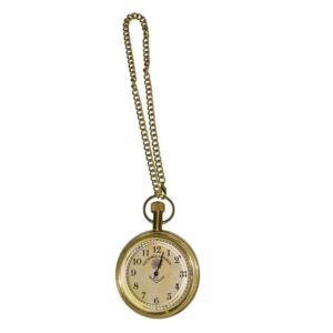 Handcrafted Antique Brass Pocket Watch with Anchor Dial and Chain