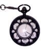 Vintage Black Quartz Pocket Watch with Hollow-Out Design and Bold Number Dial
