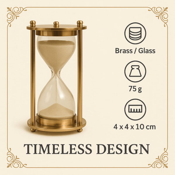 Brass Sand Timer – 1 Minute Antique Hourglass for Desk or Kitchen