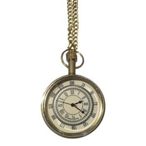 Vintage Brass Pocket Watch with Roman Dial and Gold Chain – Gandhi Style