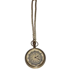 Vintage Brass Pocket Watch with Roman Dial and Gold Chain – Gandhi Style