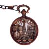 Vintage Paris Landmarks Pocket Watch with Chain – Eiffel Tower Bronze Design