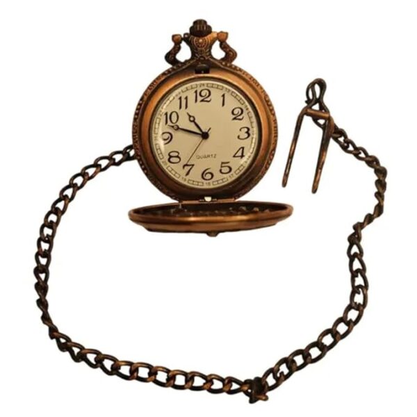 Vintage Paris Landmarks Pocket Watch with Chain – Eiffel Tower Bronze Design