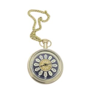 Vintage Pocket Watch with Gold Chain and Roman Numerals – Antique Timepiece for Men