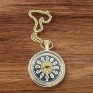 Vintage Pocket Watch with Gold Chain and Roman Numerals – Antique Timepiece for Men
