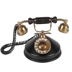 Vintage Rotary Dial Dummy Landline Phone – Antique Brass Finish Decorative Telephone