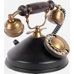 Vintage Rotary Dial Dummy Landline Phone – Antique Brass Finish Decorative Telephone