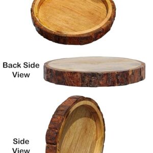 Handcrafted Wooden Round Tray – Sheesham Wood Serving Tray