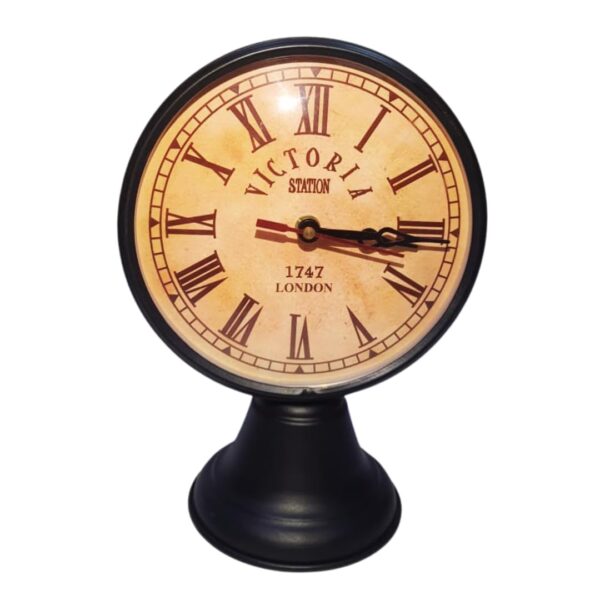 Victoria Station Vintage Style Table Clock with Roman Numerals