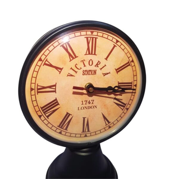 Victoria Station Vintage Style Table Clock with Roman Numerals