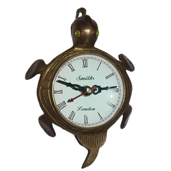 Vintage Brass Tortoise Wall Clock – Roman Numeral Antique Timepiece