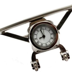 Metal Airplane Table Clock – Vintage Aviation Desk Decor