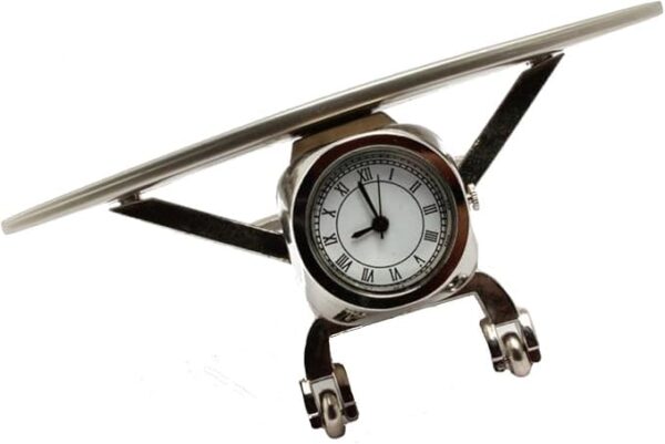 Metal Airplane Table Clock – Vintage Aviation Desk Decor