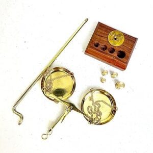 Antique Brass Tarazu Weighing Scale Showpiece Front View