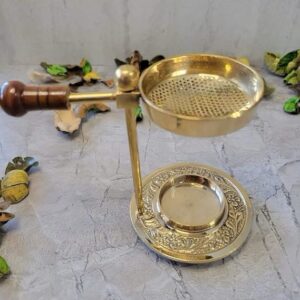 Premium Brass Adjustable Incense Resin Burner with Antique Floral Design