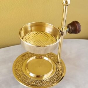 Premium Brass Adjustable Incense Resin Burner with Antique Floral Design