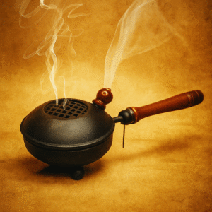 Metal Dhoop Dani with Wooden Handle