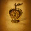 Vintage Apple Metal Table Clock Golden Design