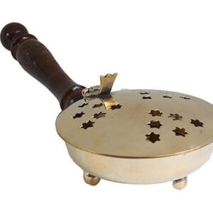 Vintage Brass Dhoop Dani with Wooden Handle – Prayer Burner