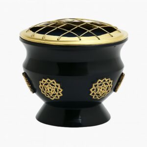 Decorative Black & Gold Brass Incense Burner – Vintage Spiritual Gift