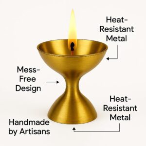 Traditional Brass Oil Lamp and Incense Burner for Pooja