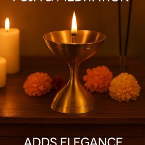 Brass Diya with Stand & Incense Holder for Pooja