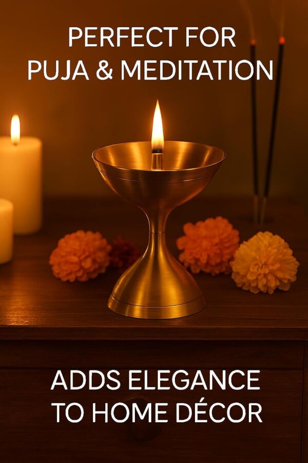 Brass Diya with Stand & Incense Holder for Pooja