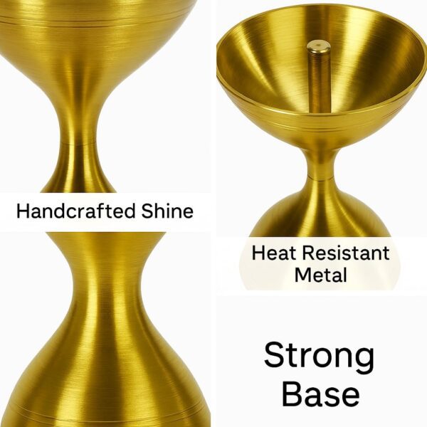 Golden Brass Diya with Stand for Temple and Home Décor