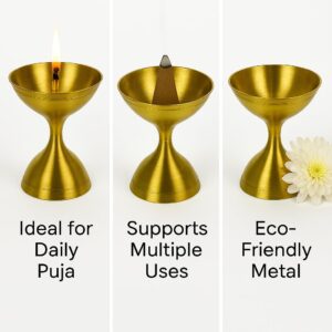 Brass Akhand Jyot Diya with Stand for Pooja and Meditation
