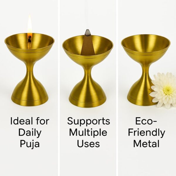 Brass Akhand Jyot Diya with Stand for Pooja and Meditation