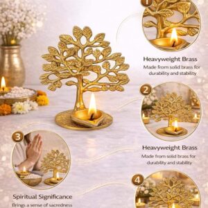 Tree of Life Diya Candle Holder with detailed metal tree design