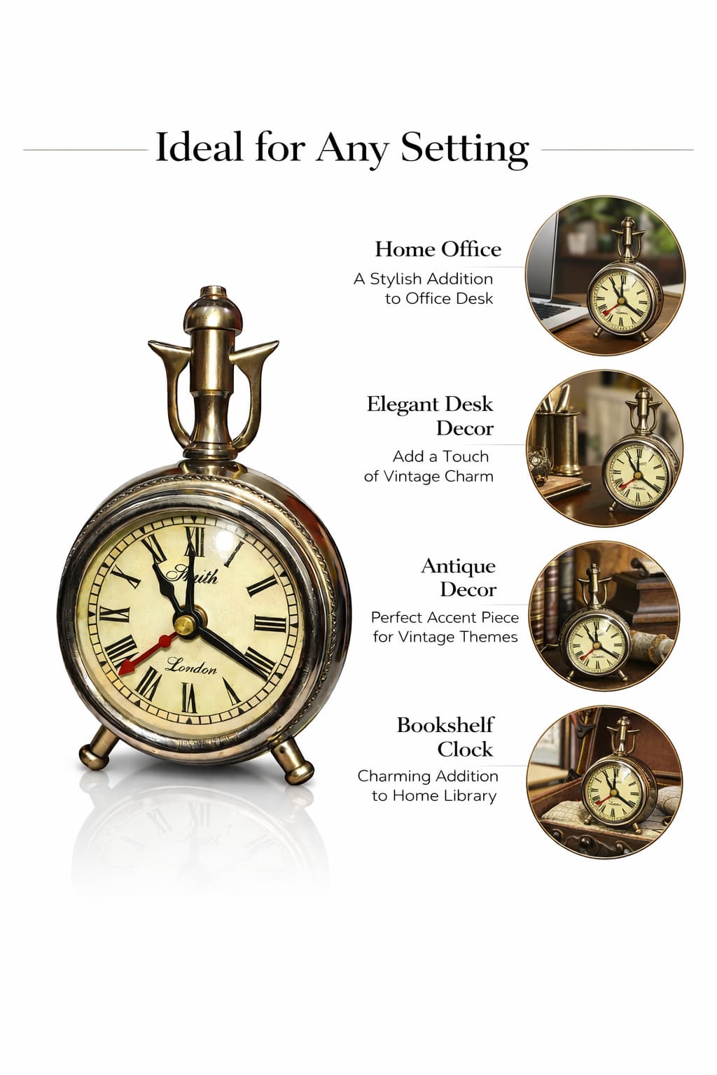 Metal Vintage Table Clock – Perfect Gift Item Metal vintage table clock decorative gift for home and office