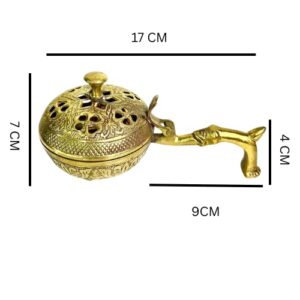 Brass Loban Burner carved perforated lid detail